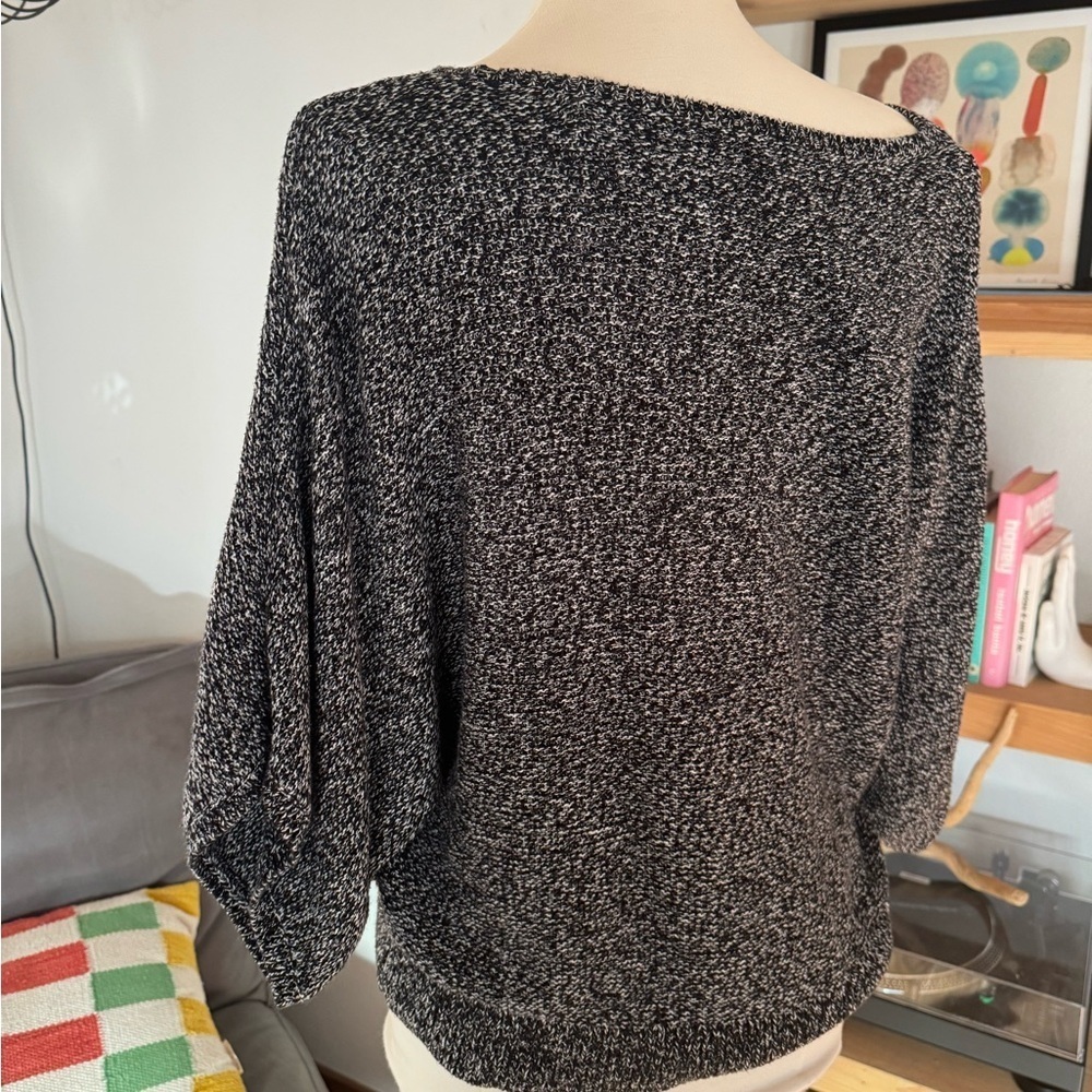 Vintage 90's Chaus Black and Gray Off-the-Shoulder Sweater - Picture 2 of 4